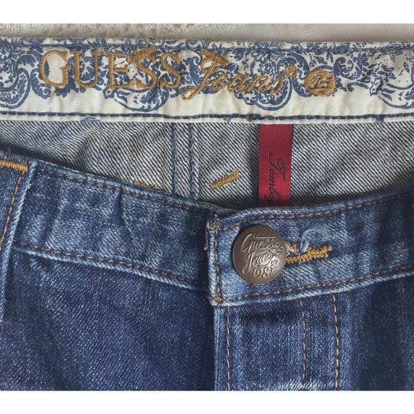 Guess Jeans Women's Button-Fly Tomboy Short Size 31 100% Cotton Dark Wash - Picture 7 of 9
